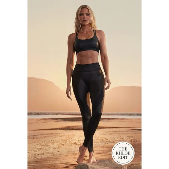 Fabletics Pants - Fabletics Motion365+ Contour High Waisted Legging NWT XS Black Shine Ribbed